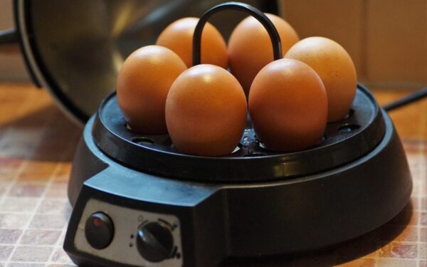 egg, eggs, cooked, on, hard-boiled, cooker, brewed, slot machine, eierkocher, retro