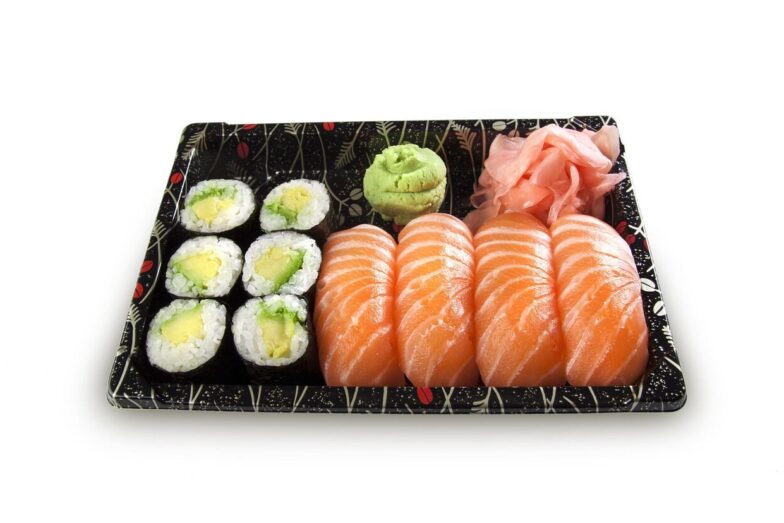 sushi, set, nigiri, maki, nature, fish, raw, salmon, rice, wasabi
