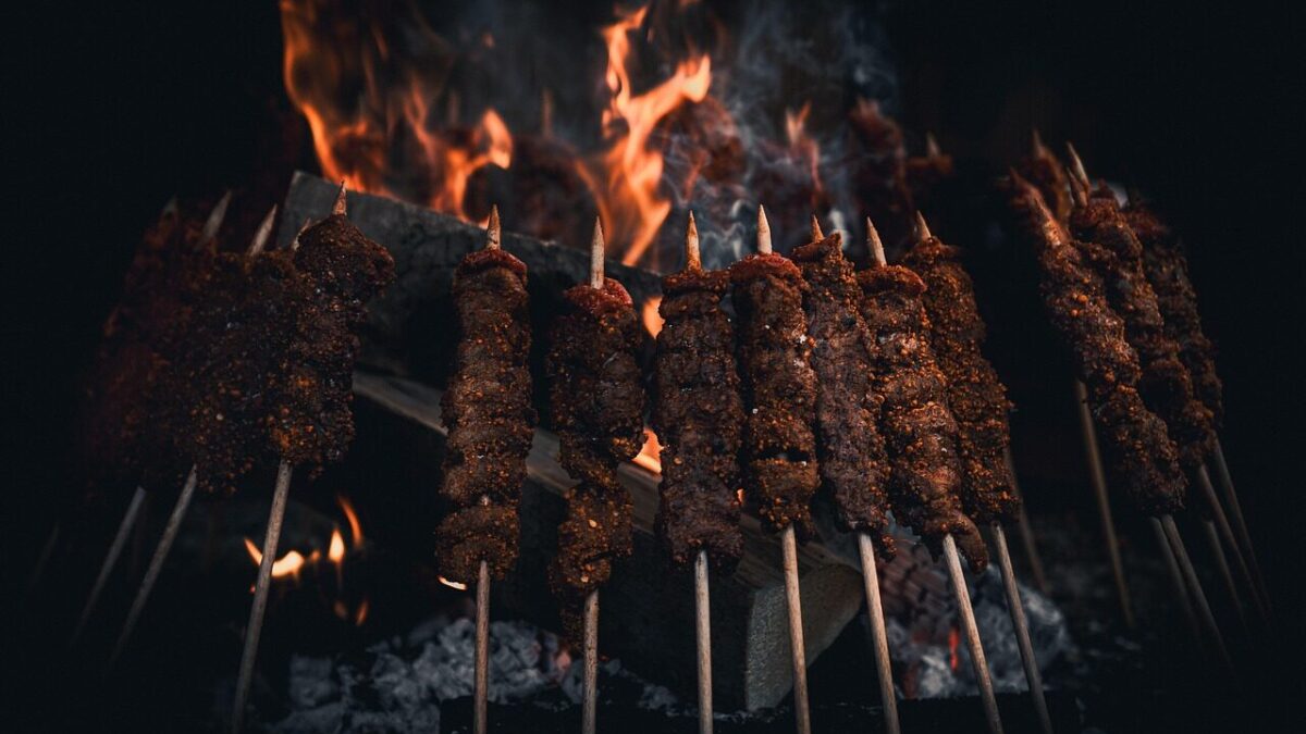 grill, fire, embers, barbecue, food