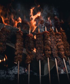 grill, fire, embers, barbecue, food
