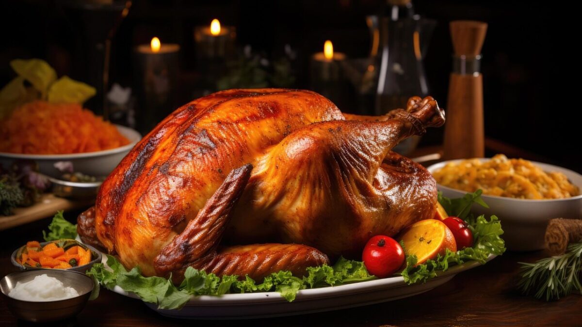 ai generated, fried turkey, food, turkey, dish, chicken, thanksgiving, christmas, meat, plate, vegetable, dinner, meal, cuisine, lunch, baked, grilled, roasted