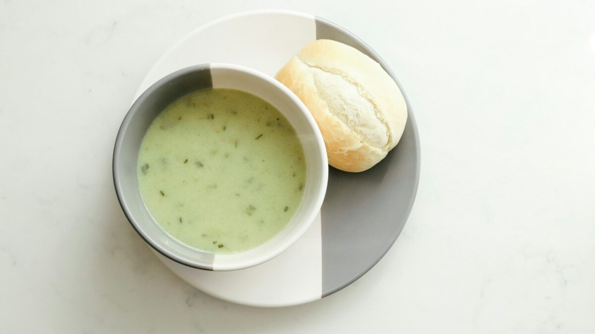 white ceramic bowl with soup