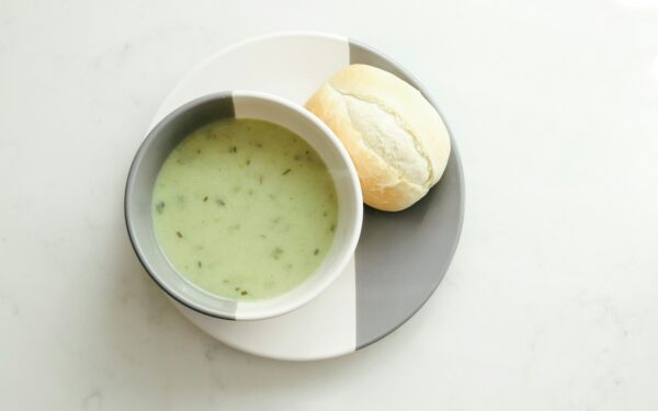 white ceramic bowl with soup