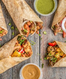 wrapped food with gravies