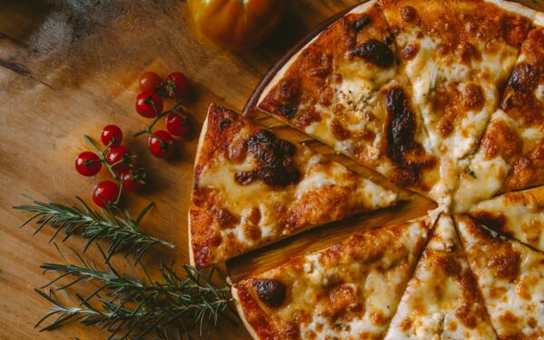 pizza with berries