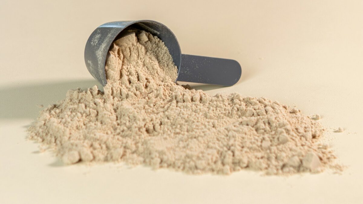 a scoop of powder sitting on top of a table