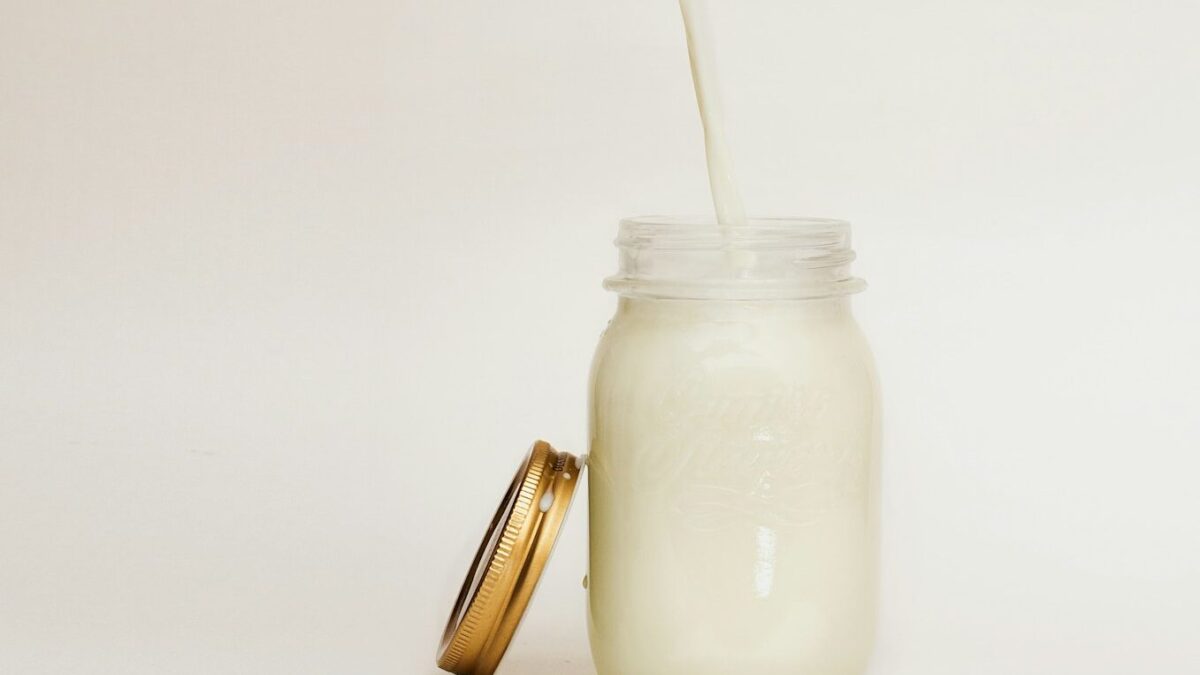 mason jar filled with smoothie