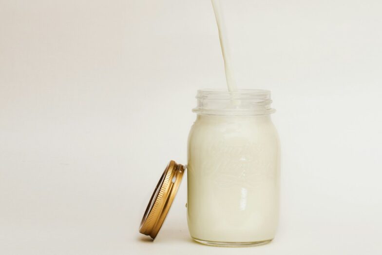 mason jar filled with smoothie