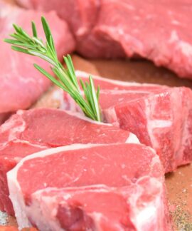 raw meat with green leaves
