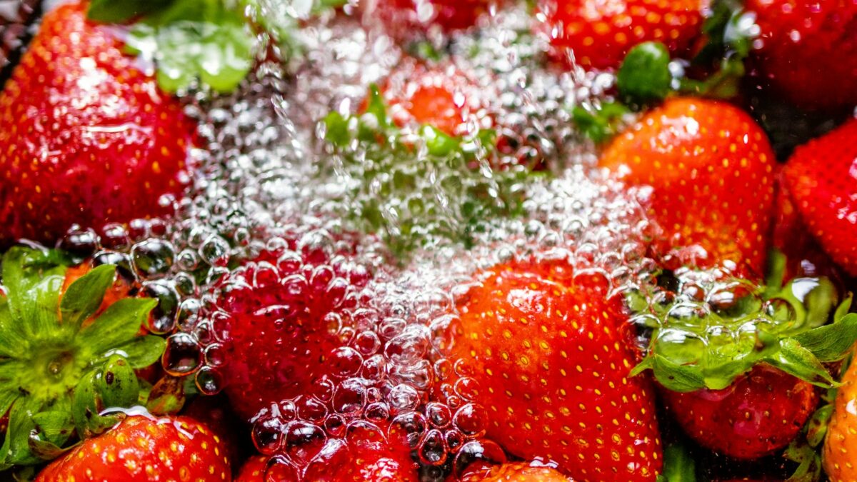 a pile of strawberries