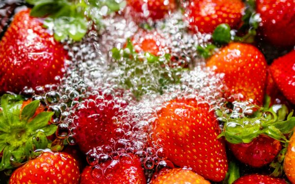 a pile of strawberries