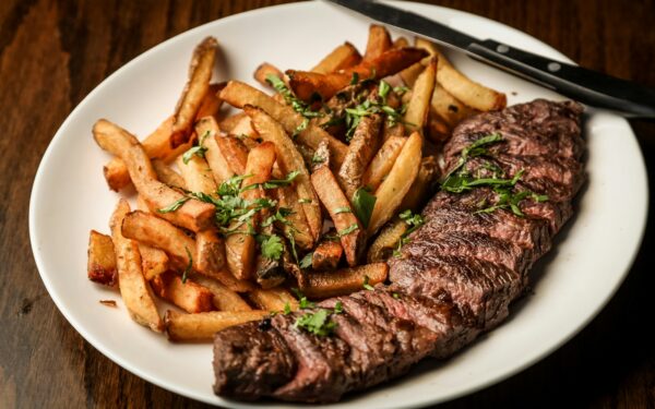 grilled meat on white ceramic plate
