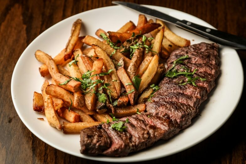 grilled meat on white ceramic plate