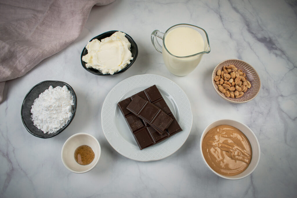 Riešutų sviesto ir šokolado putėsiai. Ingredientai