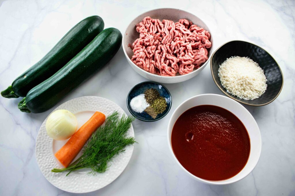 Cukinijų balandėliai. Ingredientai
